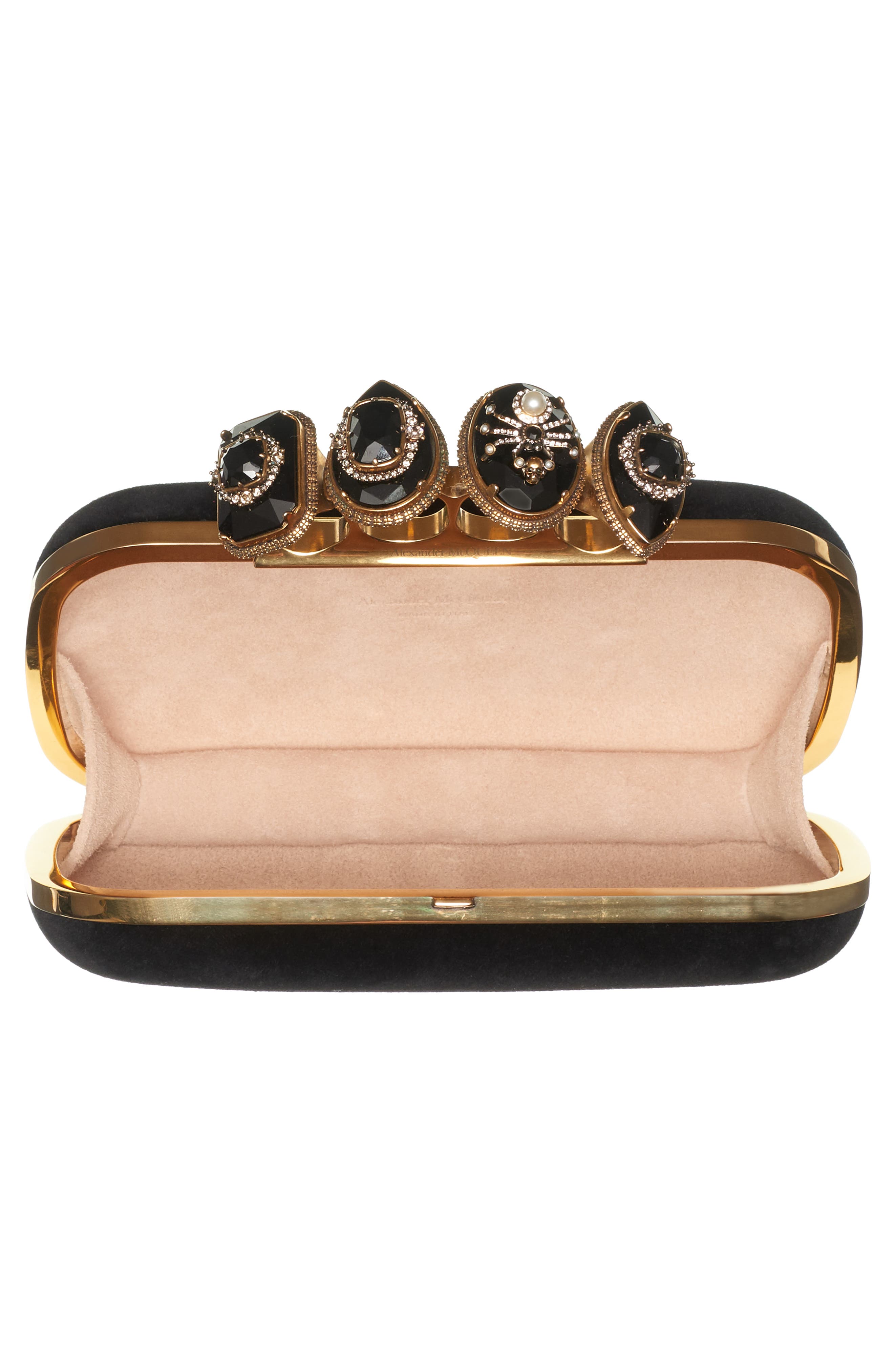 McQueen Alexander McQueen Knuckle Leather Box Clutch, Alternate, color, 