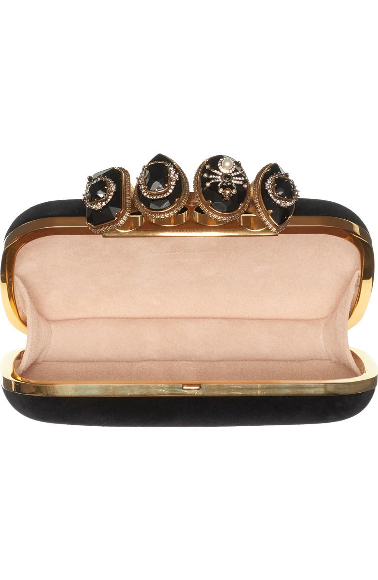 McQueen Alexander McQueen Knuckle Leather Box Clutch, Alternate, color,