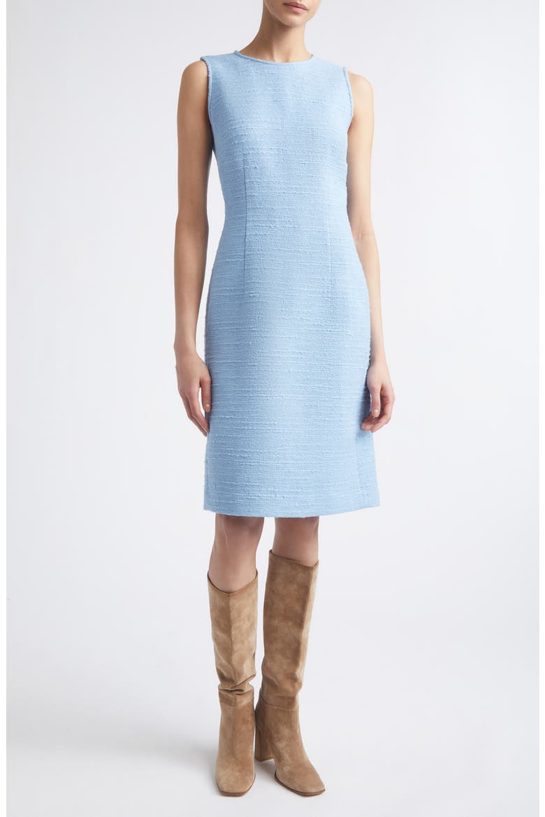 Harpson Slubbed Cotton Blend Tweed Sheath Dress, Alternate, color, BLUE OASIS