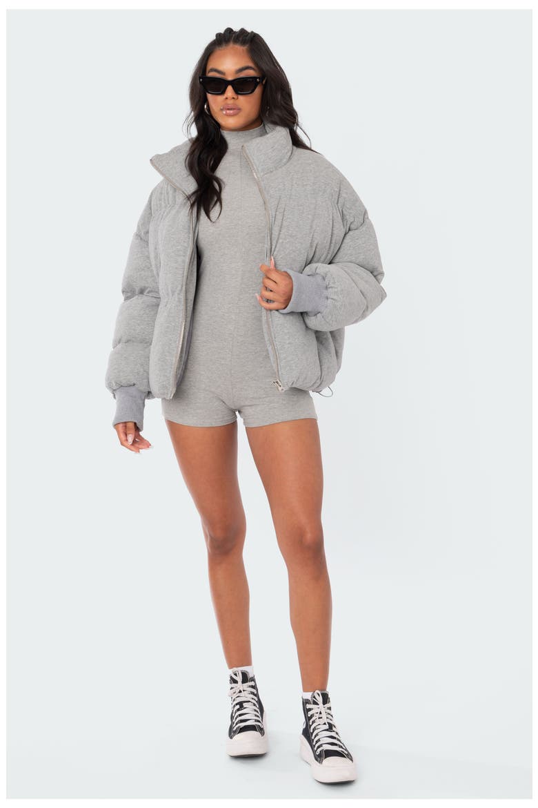 Jersey Puffer Jacket, Alternate, color, GREY MELANGE