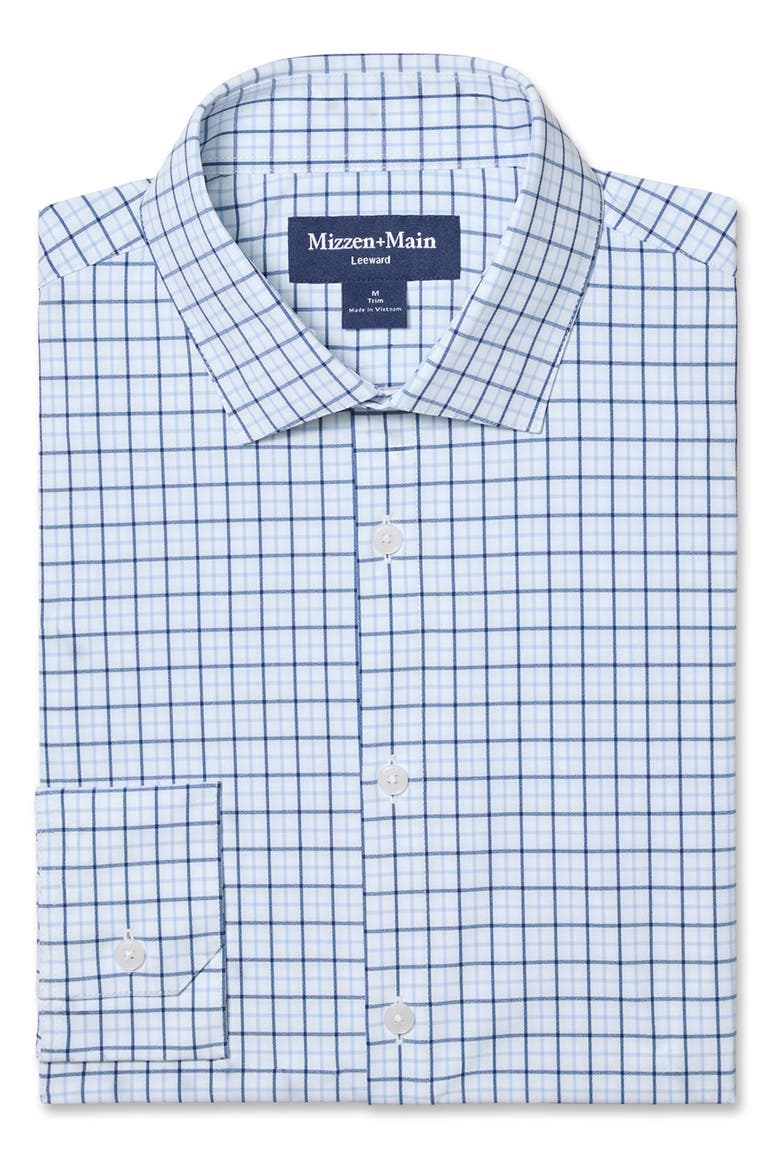 Leeward Trim Fit Check Performance Button-Up Shirt, Alternate, color, CLOUD BLUE WYATT PLAID