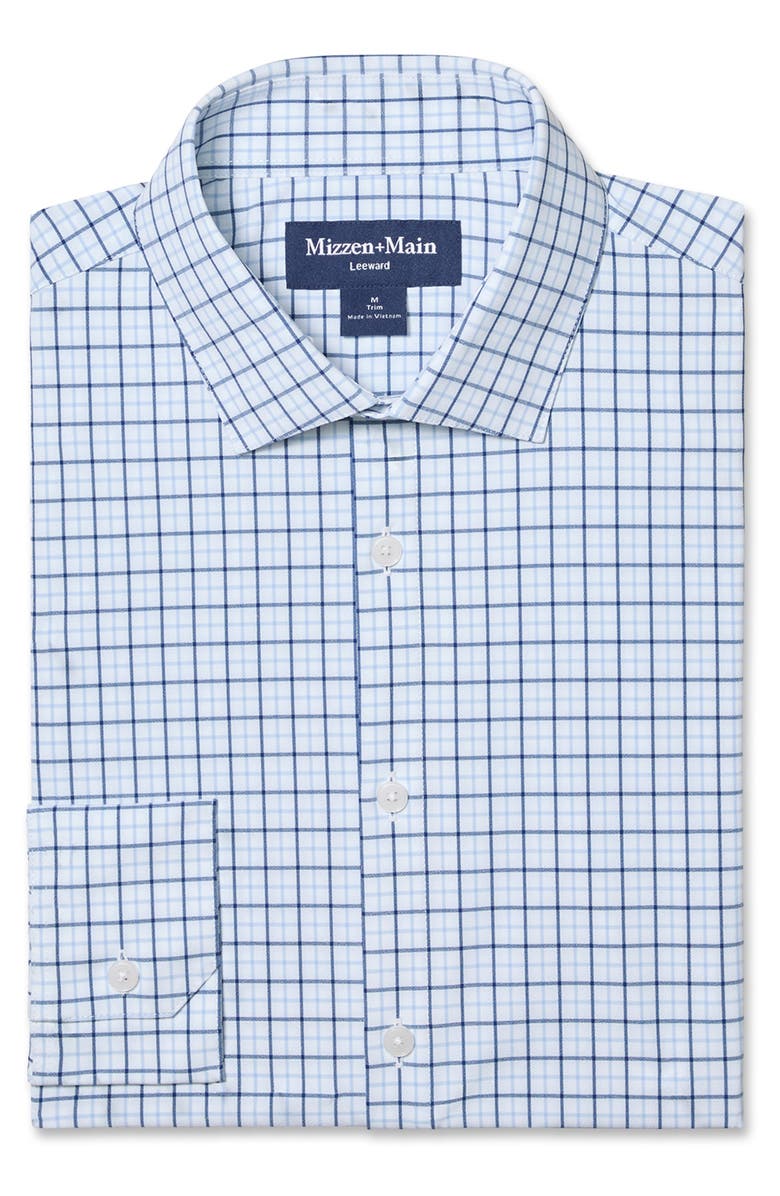 Mizzen+Main Leeward Trim Fit Check Performance Button-Up Shirt, Alternate, color, Cloud Blue Wyatt Plaid