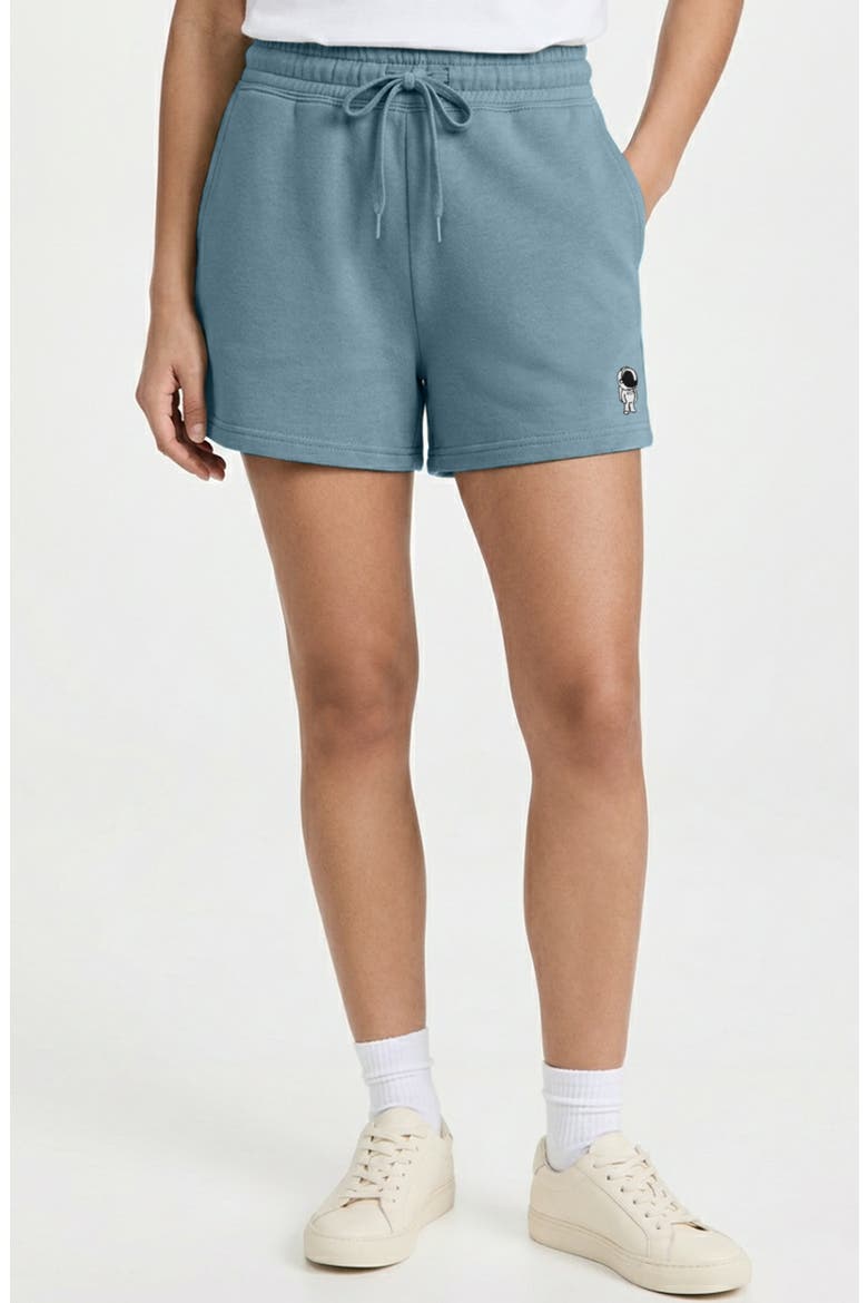 Womens Astronaut Midweight Washed Fleece Shorts, Alternate, color, Misty Blue