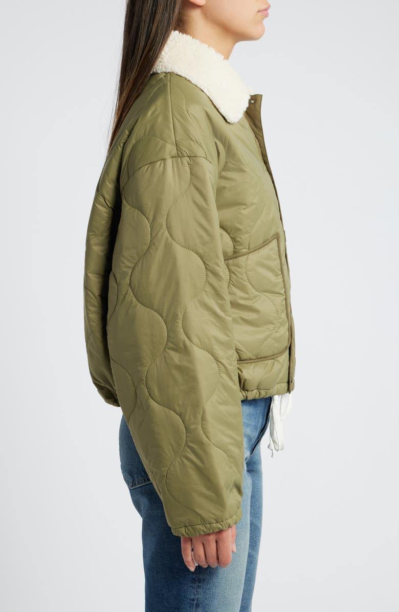 MOTHER The Army Brat Quilted Water Resistant Faux Fur Collar Jacket, Alternate, color,