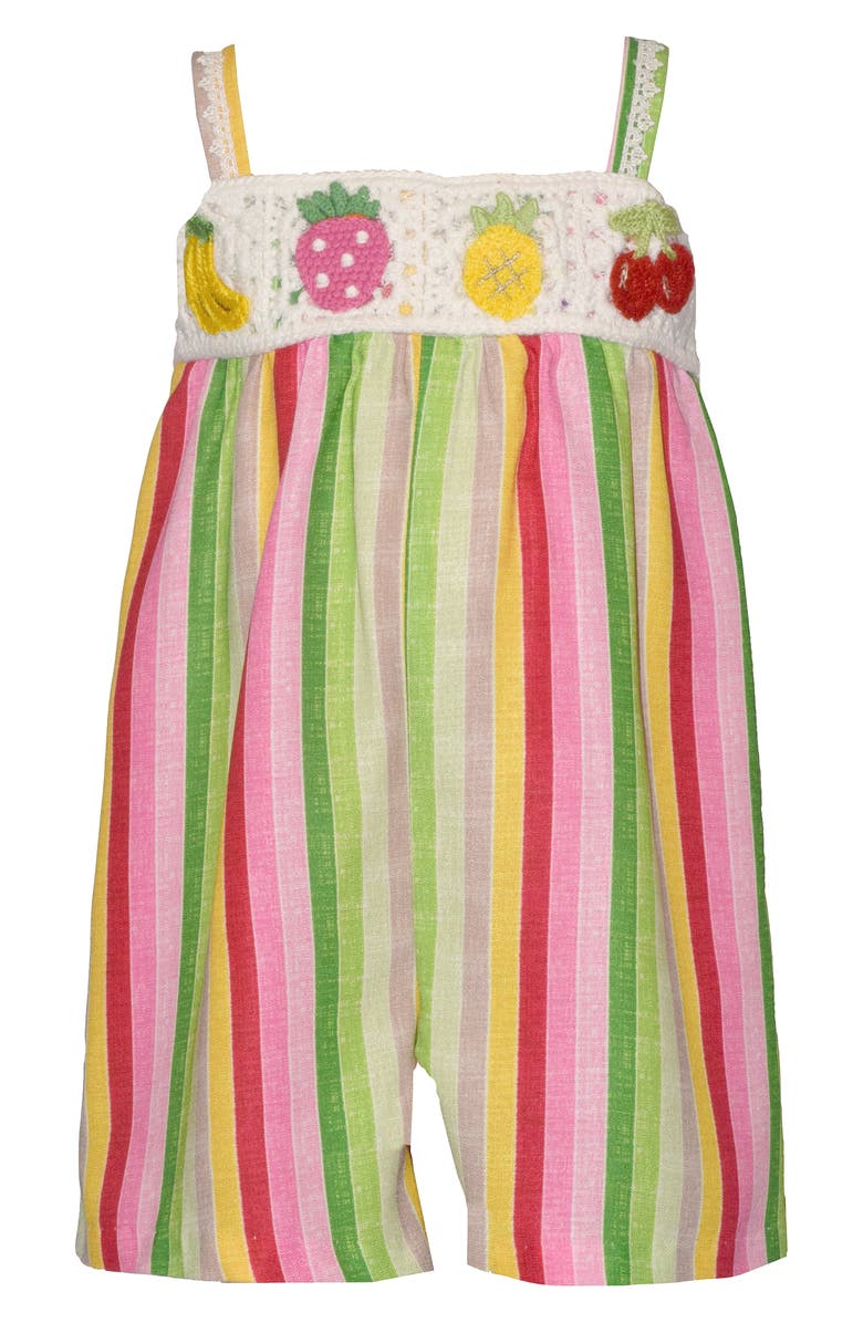 Iris & Ivy Fruit Crochet Romper, Main, color, Green Multi
