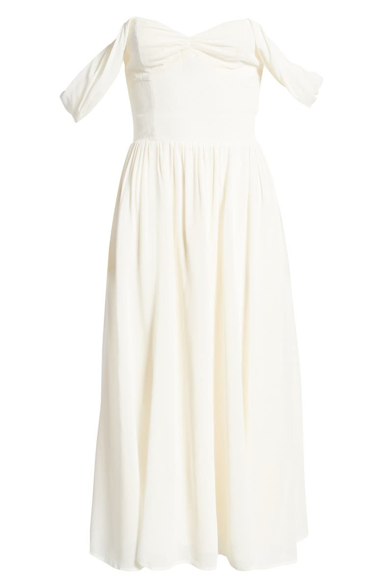 Reformation Violet Off the Shoulder Midi Dress, Alternate, color, 