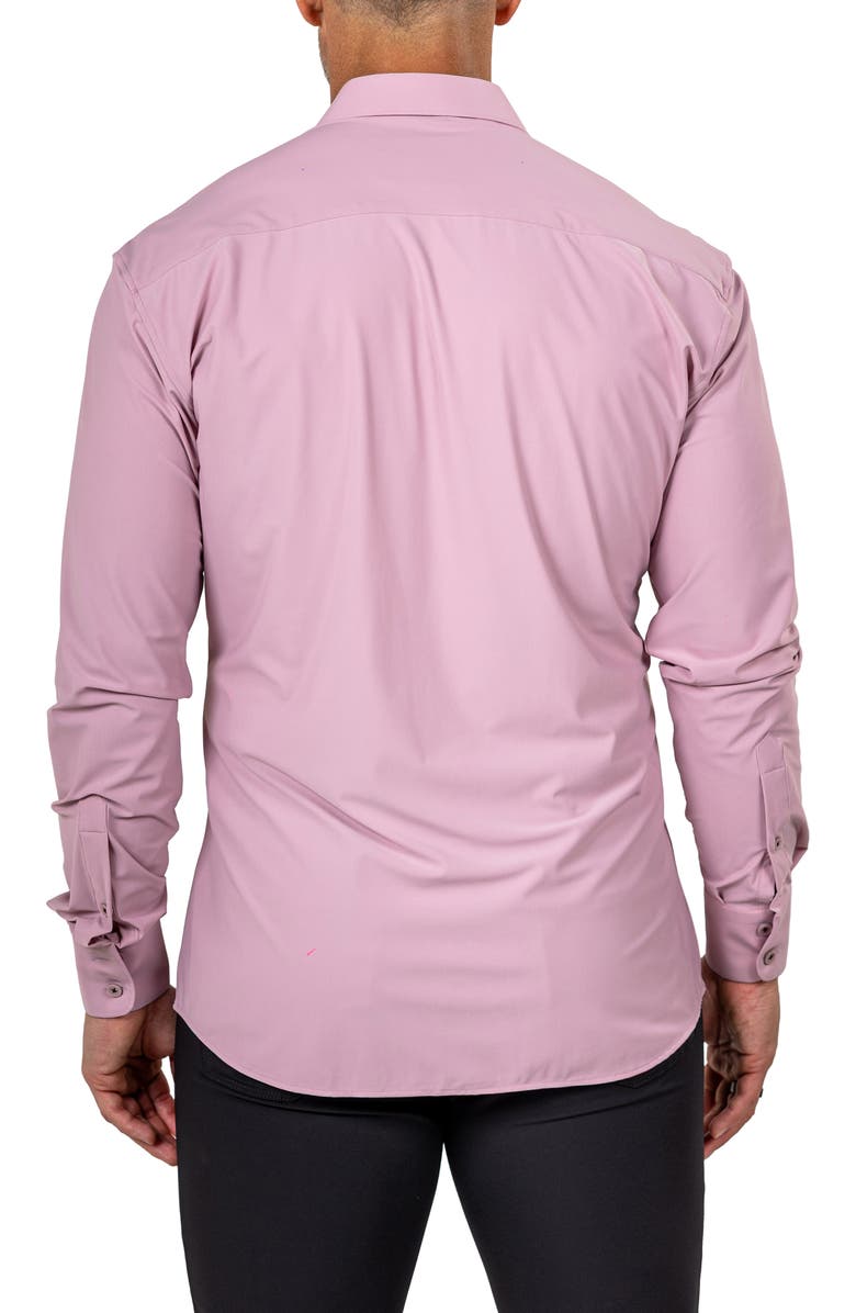 Maceoo Eins Shaped Fit Marthy3010 Pink Knit Button-Up Shirt, Alternate, color, 
