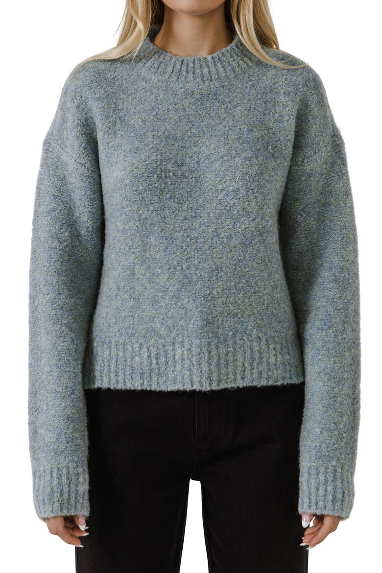 Cozy Crewneck Sweater, Alternate, color, BLUE