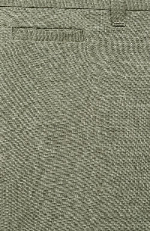 Mango Slim Fit Flat Front Linen Pants In Green