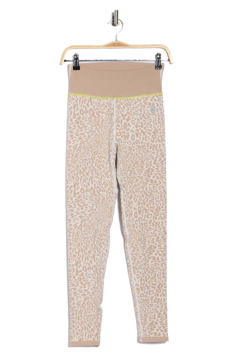 Free People FP Movement Myoko Jacquard Leggings, Alternate, color, Snow Leopard