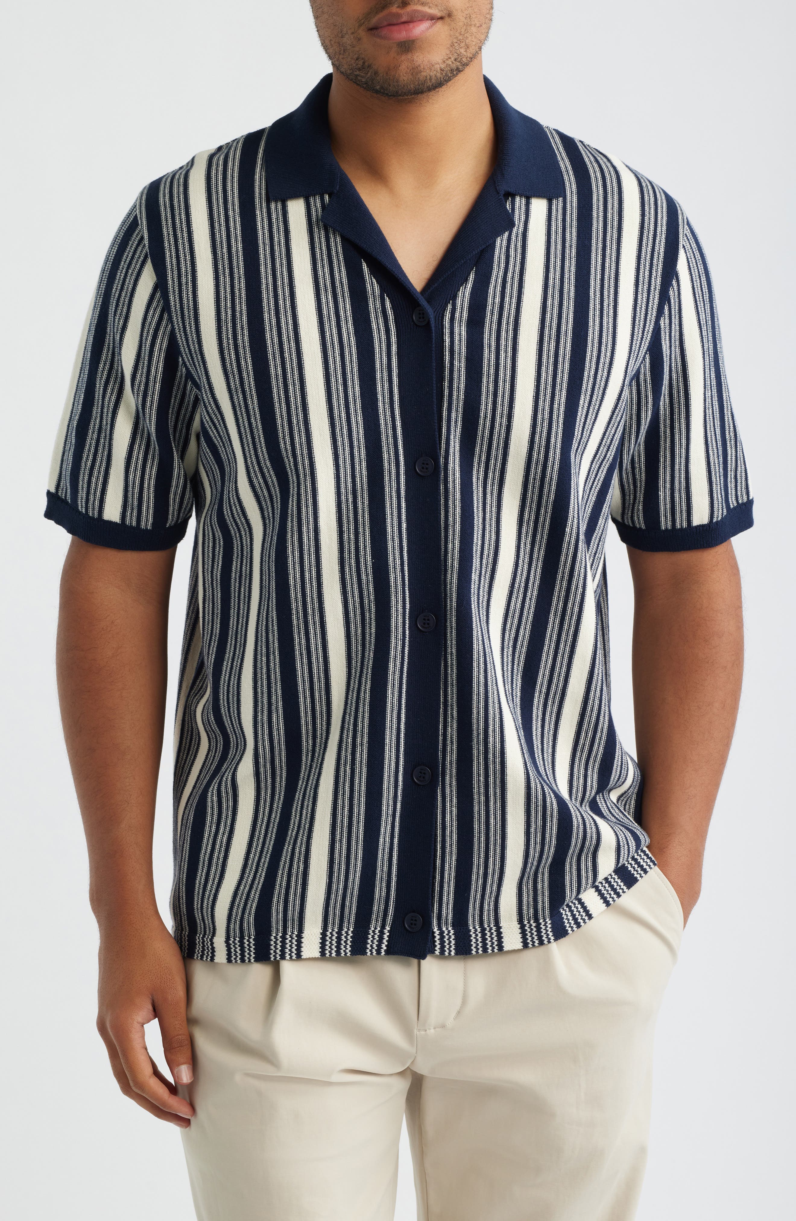 Ivy Stripe Knit Camp Shirt (Men) | Nordstrom