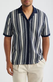 Wax London Ivy Stripe Knit Camp Shirt