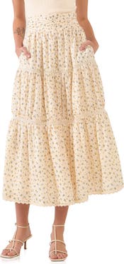 Free the Roses Tiered Floral Maxi Skirt