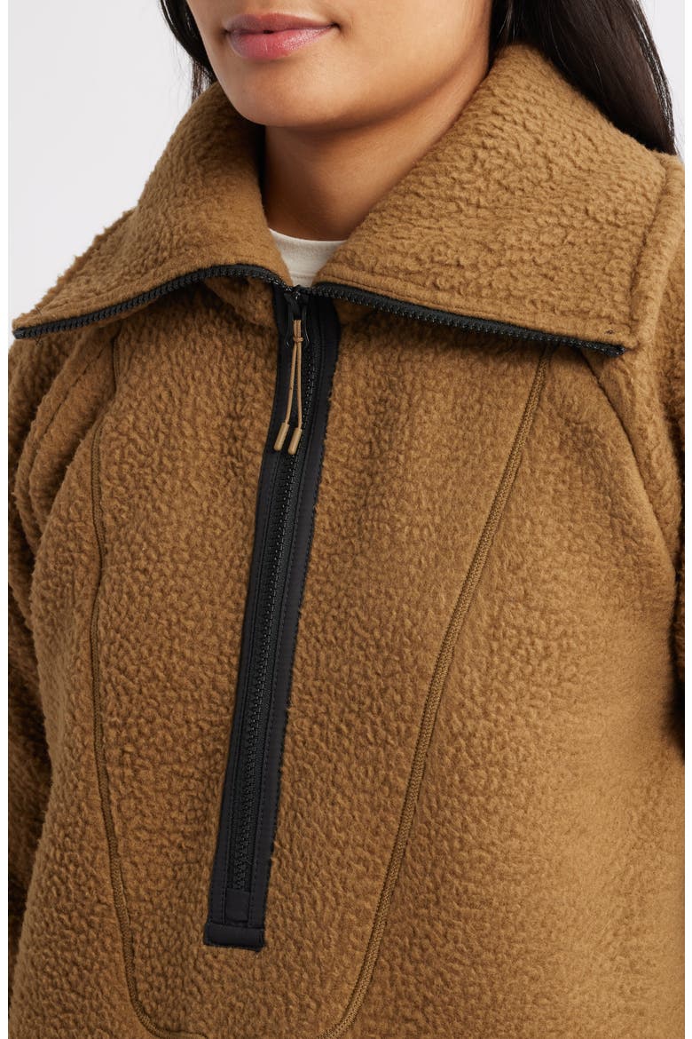 Bliss High Pile Fleece Half Zip Pullover, Alternate, color, SEPIA