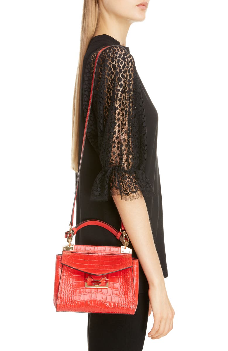 Givenchy Mini Mystic Croc Embossed Leather Satchel, Alternate, color,