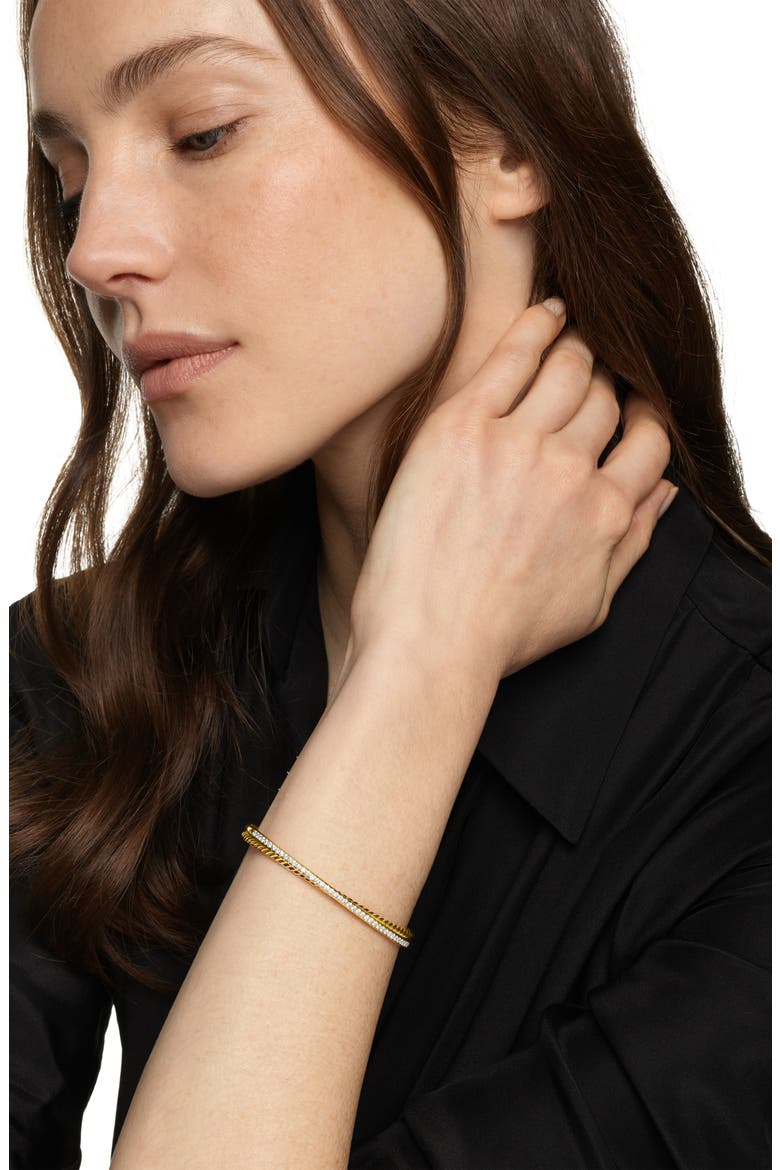 Crossover Two-Row Bracelet in 18K Yellow Gold with Diamonds, 6mm, Alternate, color, 18K GOLD