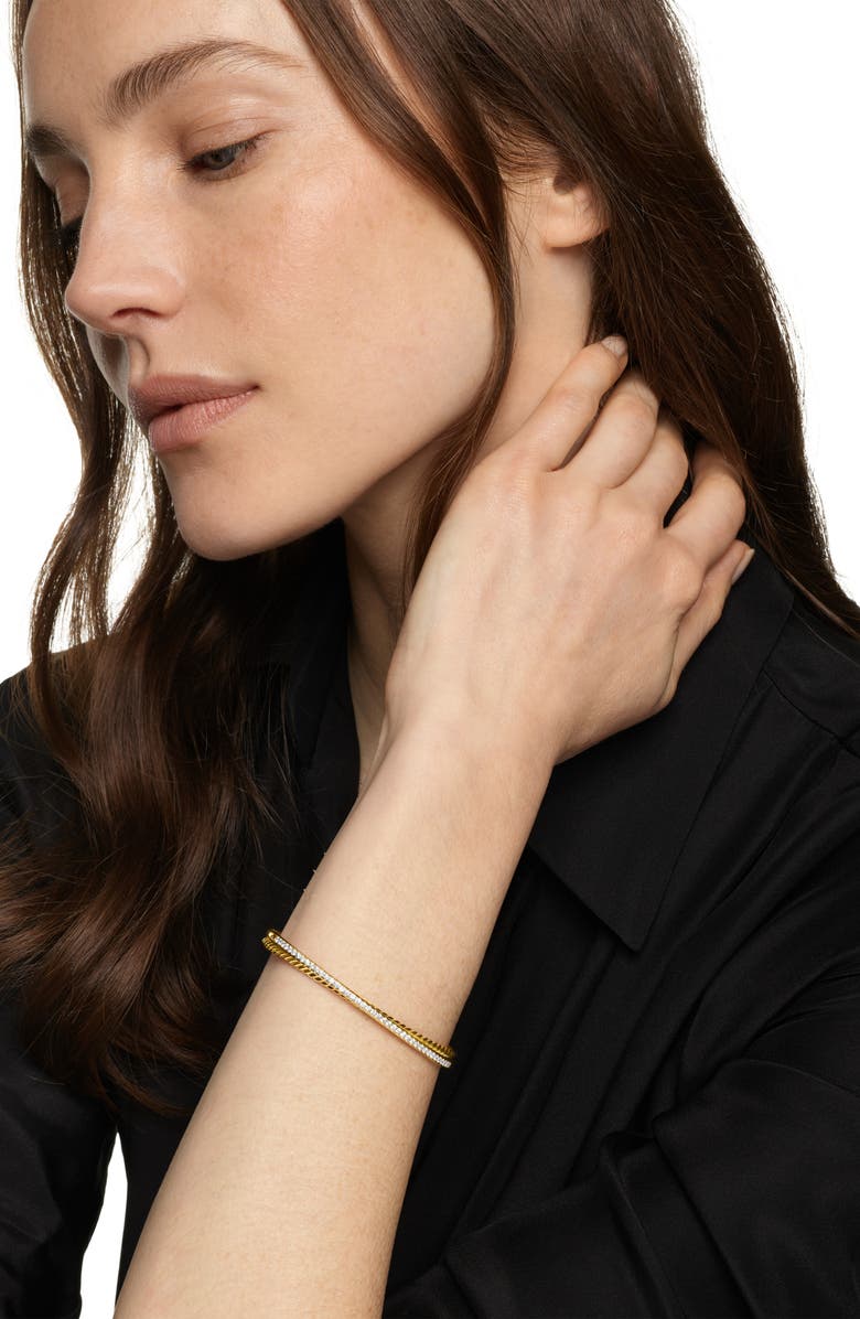 David Yurman Crossover Two-Row Bracelet in 18K Yellow Gold with Diamonds, 6mm, Alternate, color, 18K Gold