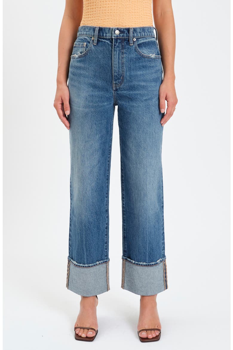 Eastside High Waist Cuff Crop Straight Leg Jeans, Main, color, CRUSH HOUR