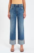 DAZE Eastside High Waist Cuff Crop Straight Leg Jeans