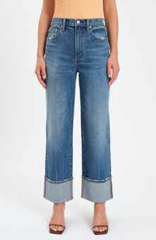 DAZE Eastside High Waist Cuff Crop Straight Leg Jeans