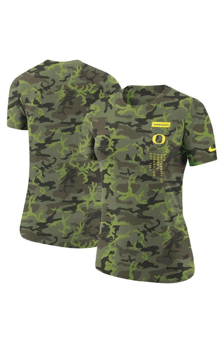 Nike Women's Nike Olive Oregon Ducks Military Collection Camo Performance T-Shirt, Alternate, color, 