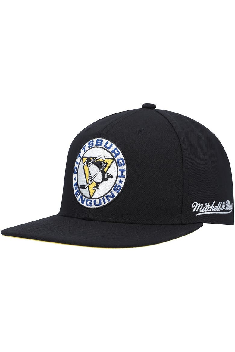 Men's Mitchell & Ness Black Pittsburgh Penguins 25 Years Vintage Fitted Hat, Alternate, color, Black