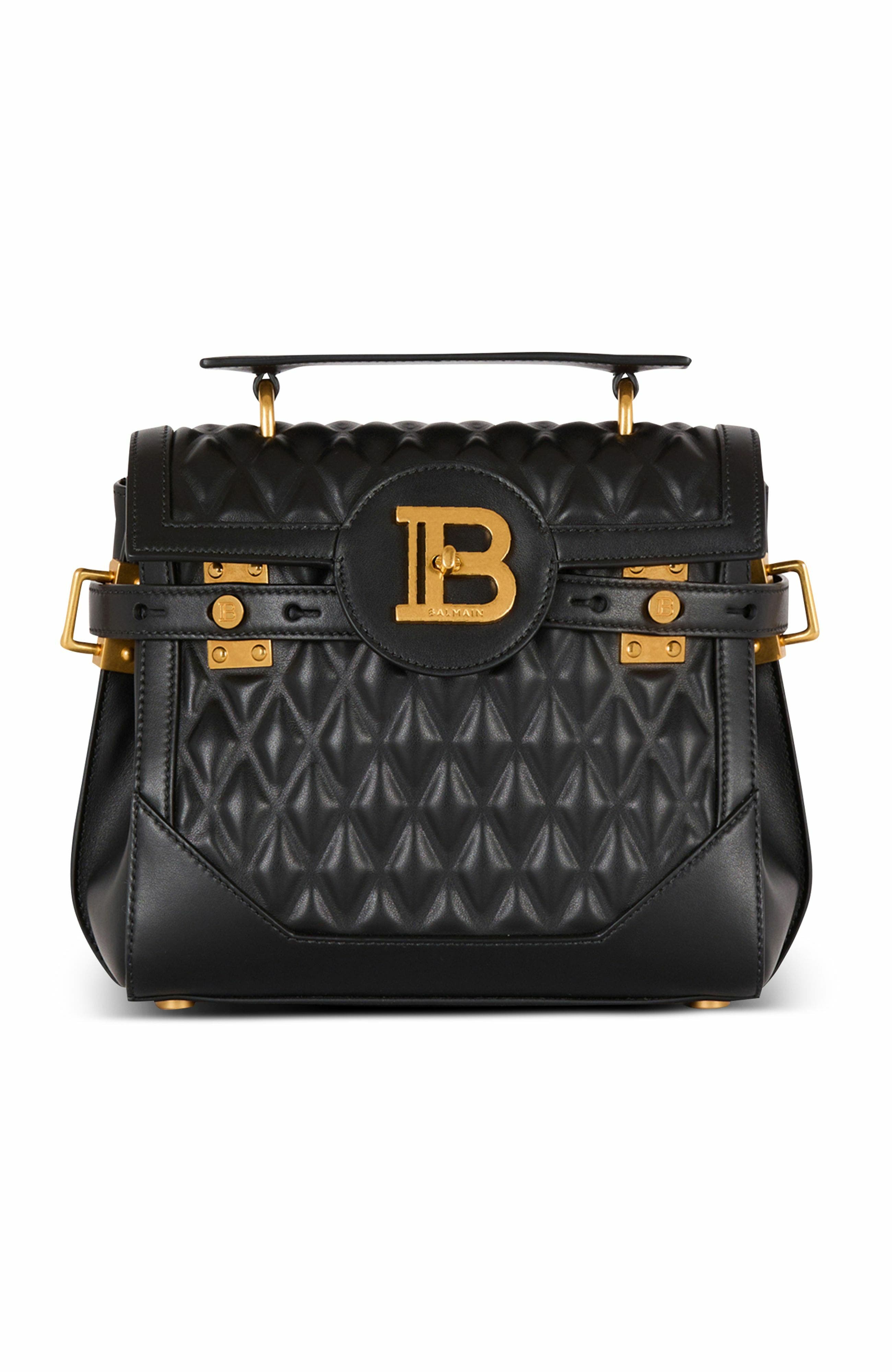 Balmain B-Buzz 23 Bag In Diamond-Quilted Calfskin, Main, color, 