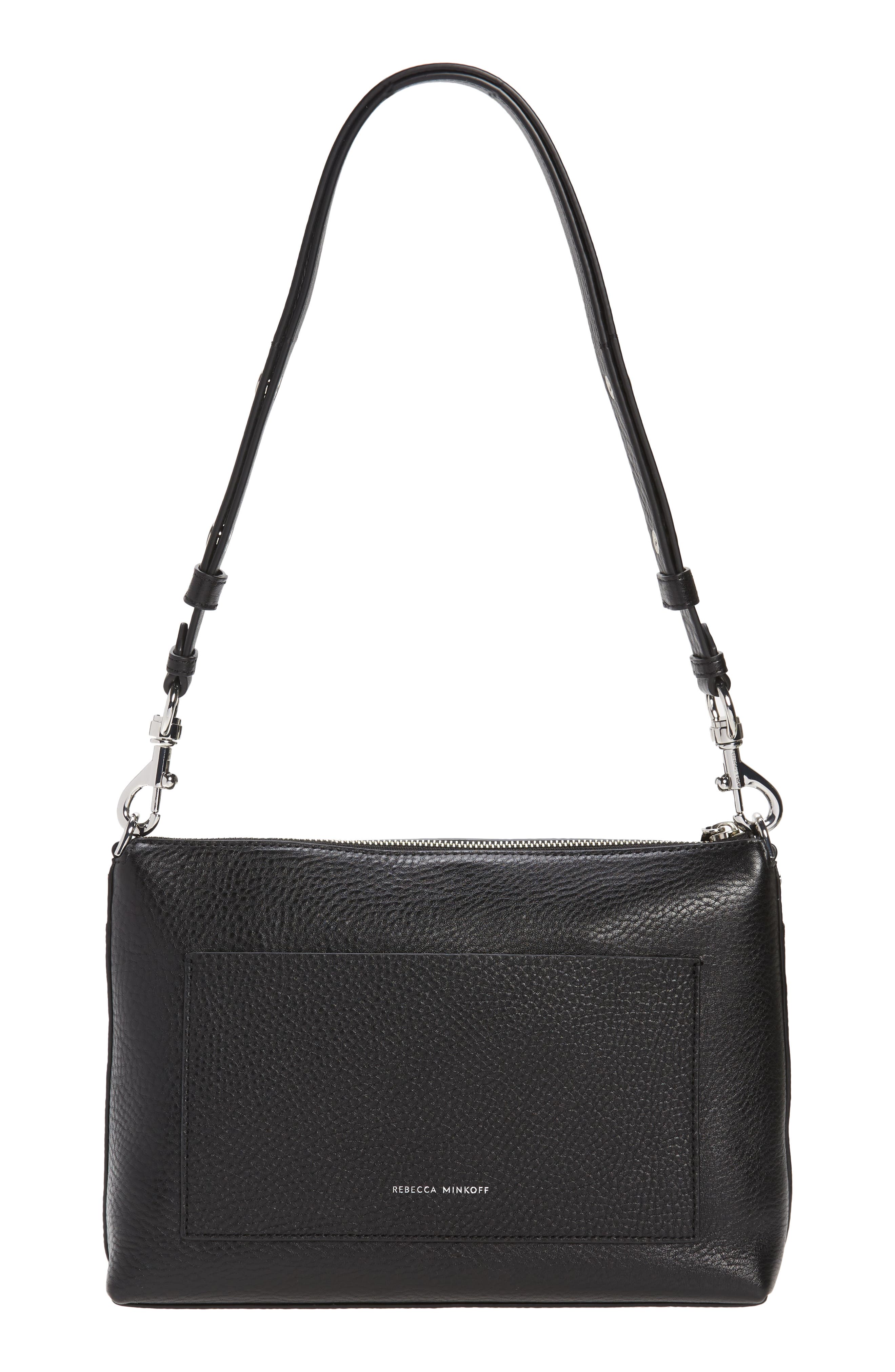 Rebecca Minkoff Darren Leather Shoulder Bag, Alternate, color, Black