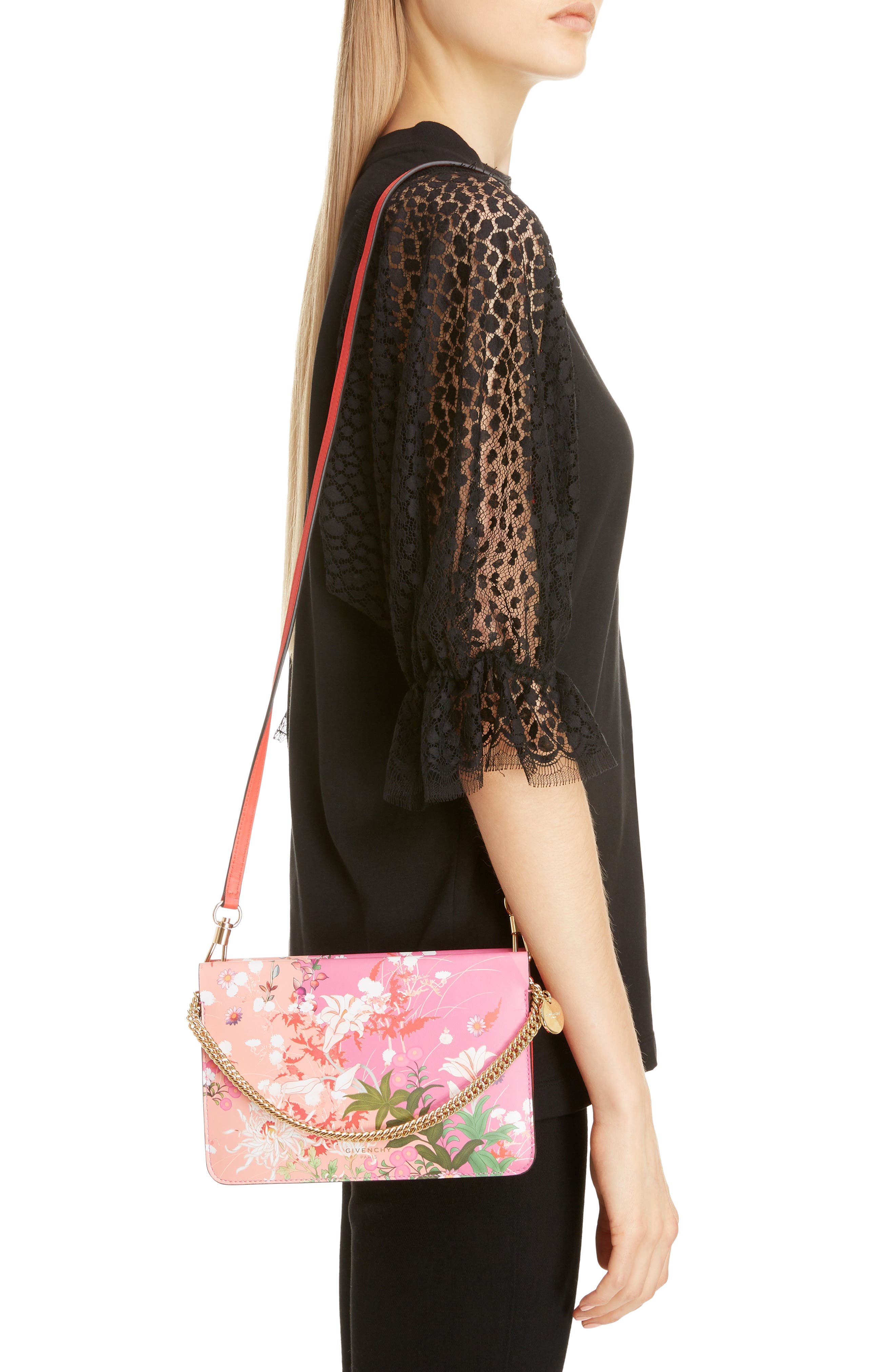 Givenchy Aroma Leather Floral Crossbody Bag, Alternate, color, 