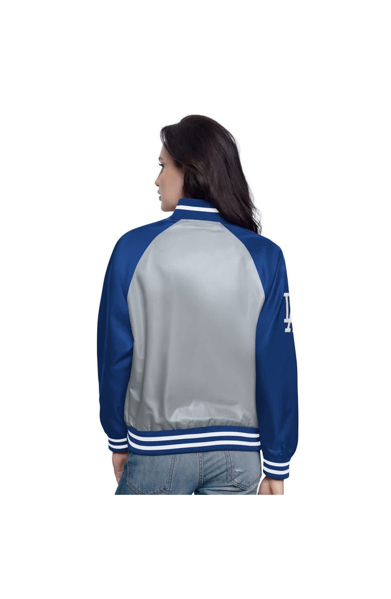 STARTER Women's Starter Gray/Royal Los Angeles Dodgers Home Run Full-Snap Varsity Jacket, Alternate, color, 
