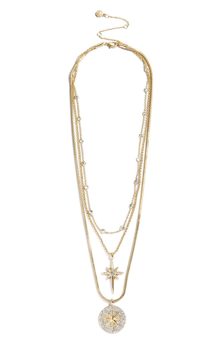 BaubleBar Lyra Celestial Layered Necklace, Main, color, Clear