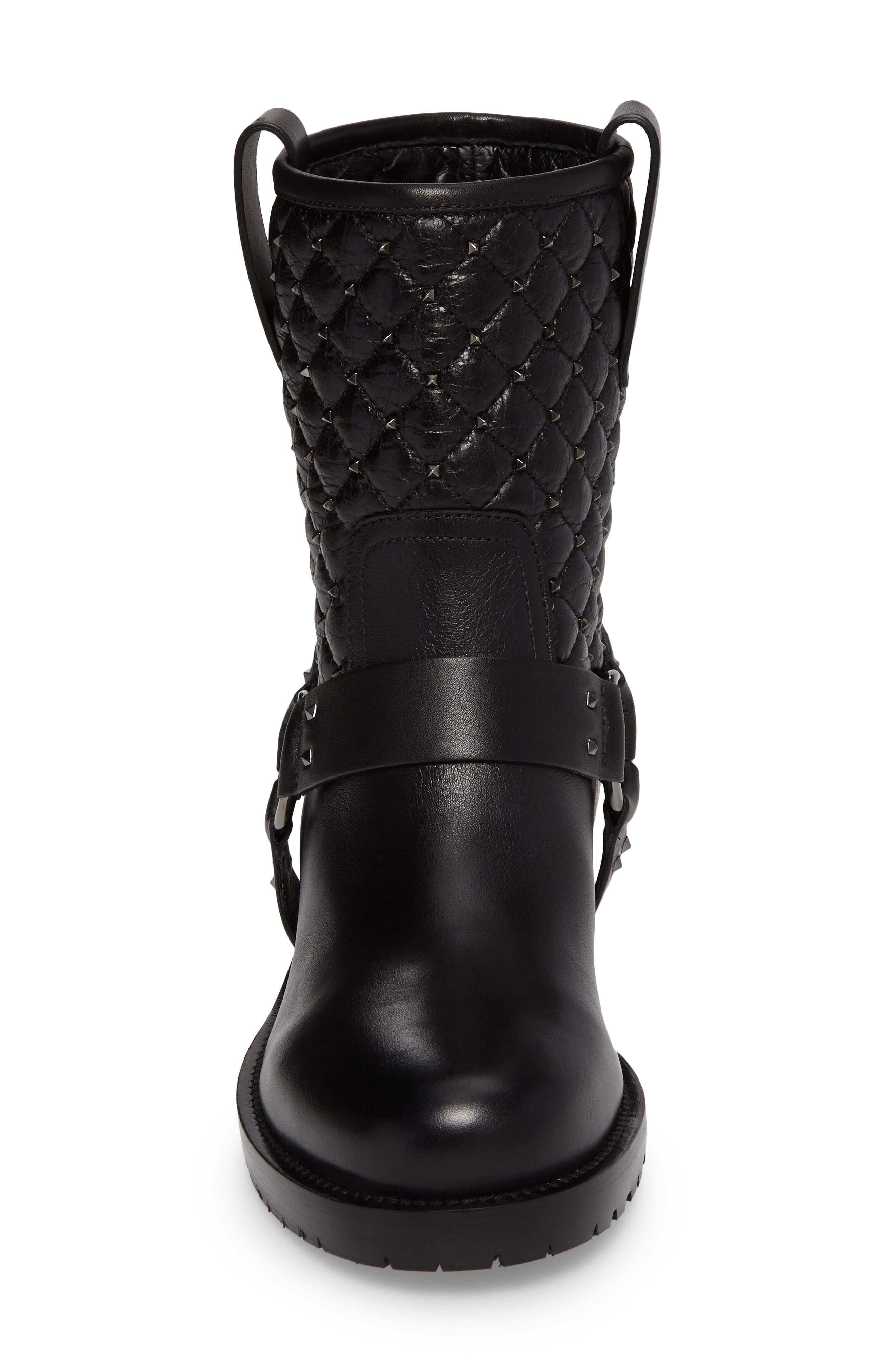 Rockstud Quilted Harness Bootie, Alternate, color, BLACK
