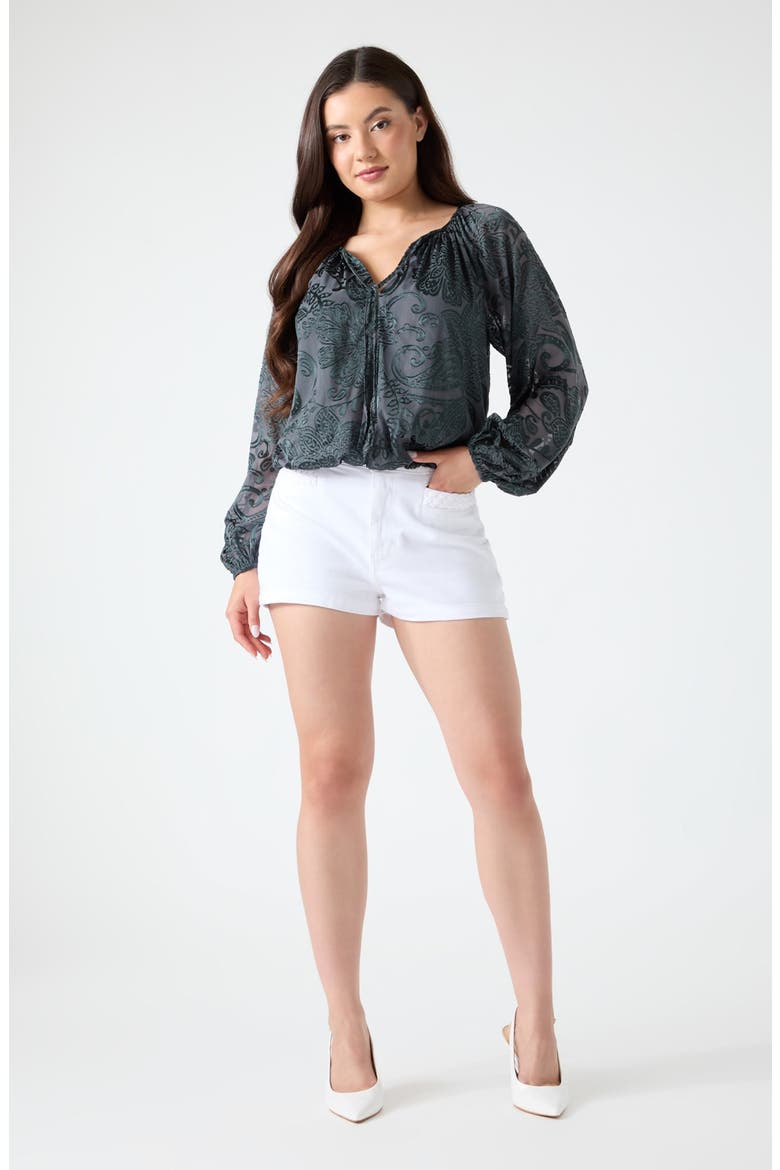 Avery Burnout Velvet Top, Alternate, color, GREEN