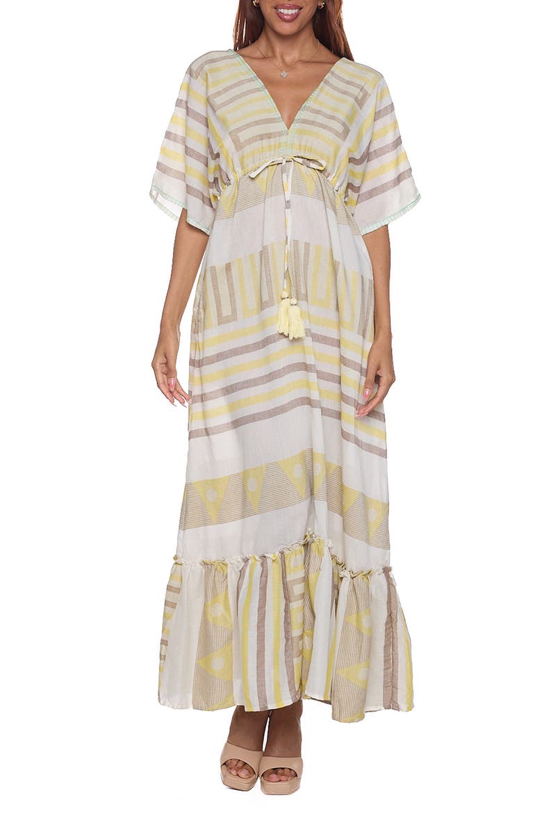 Caftan Cotton Cover-Up Maxi Dress, Main, color, PASTEL YELLOW
