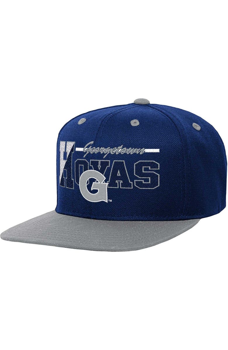 Mitchell & Ness Youth Mitchell & Ness Navy Georgetown Hoyas Varsity Letter Snapback Hat, Main, color, 