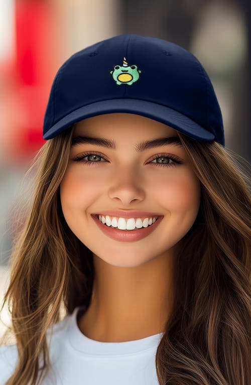 Dalix Froggy Unicorn Embroidered Cap In Navy Blue