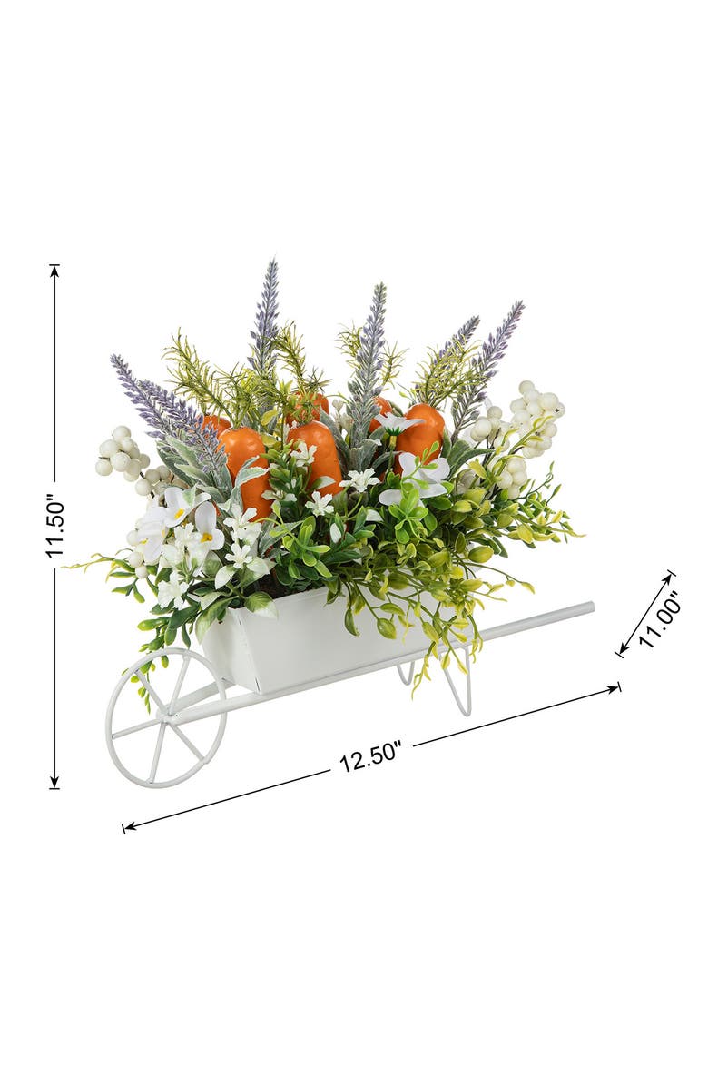 Glitzhome 12.5"L Easter Carrot Metal Wagon Centerpiece, Alternate, color, Green