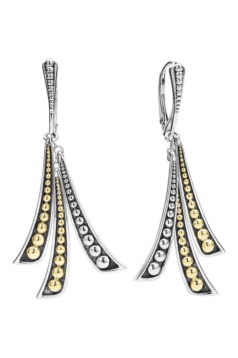 Signature Caviar Linear Drop Earrings, Alternate, color, SILVER/ GOLD