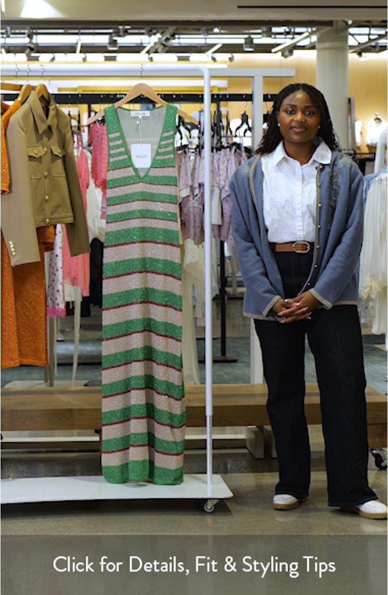 Esme Stripe Plunge Neck Knit Dress, sales video thumbnail