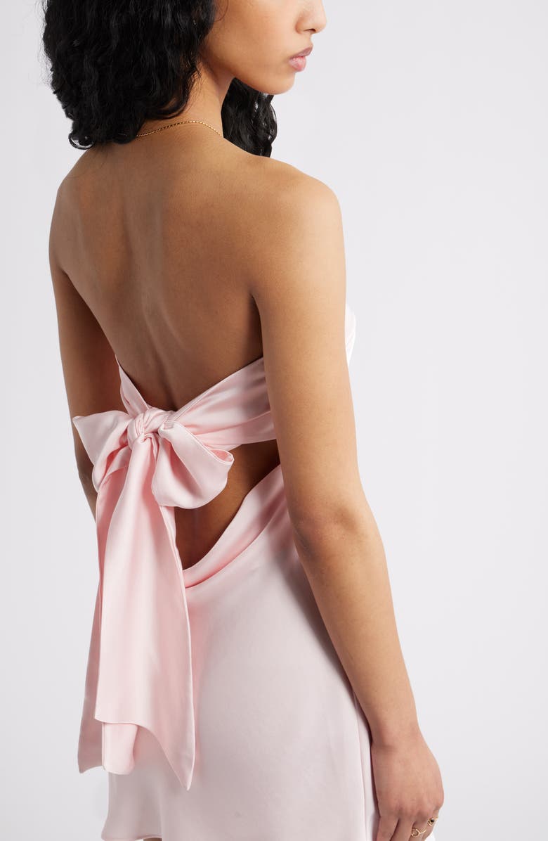 BP. Open Back Strapless Satin Minidress, Alternate, color, Pink Balm