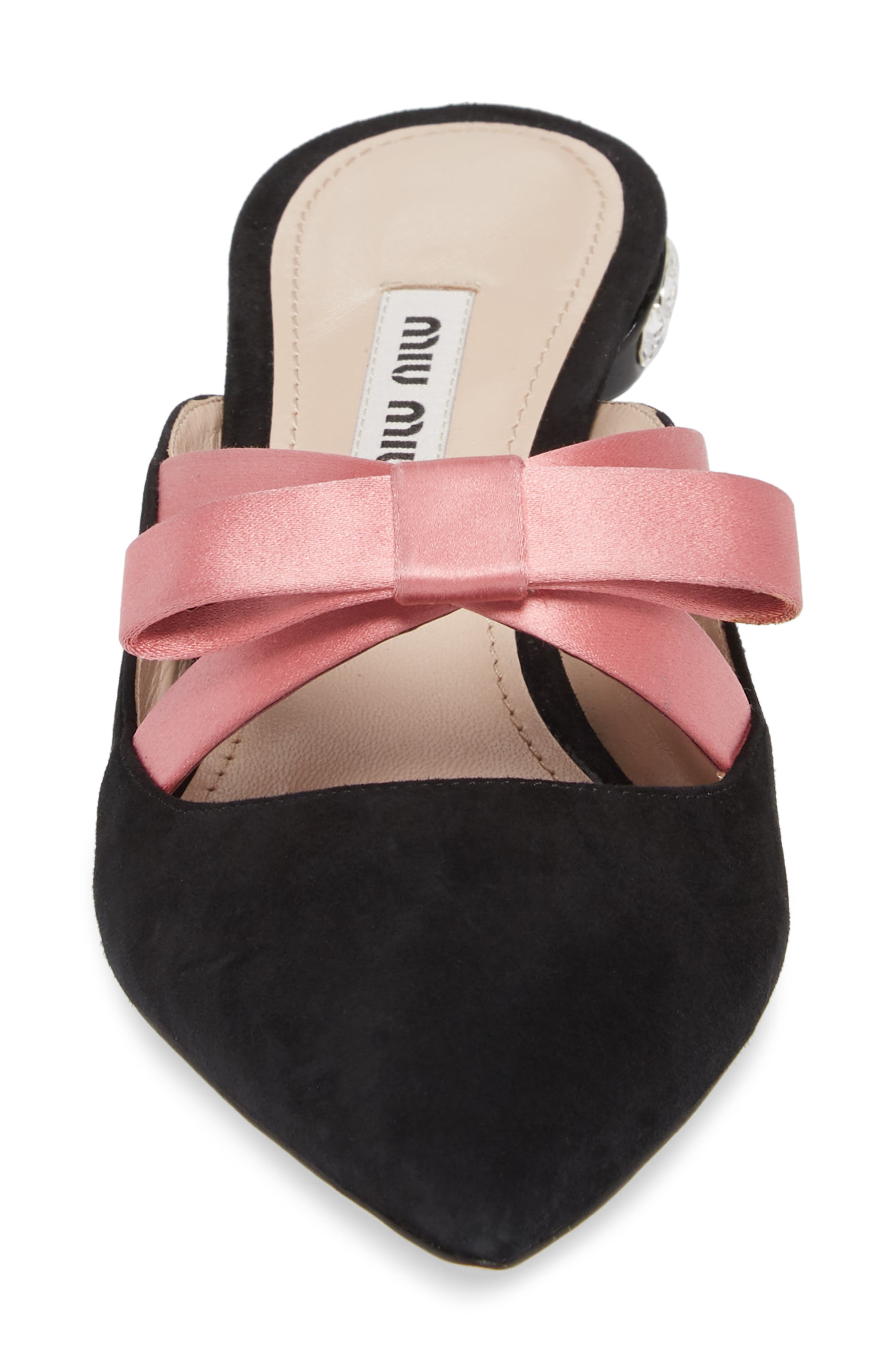 Miu Miu Bow Pointy Toe Mule, Alternate, color, 