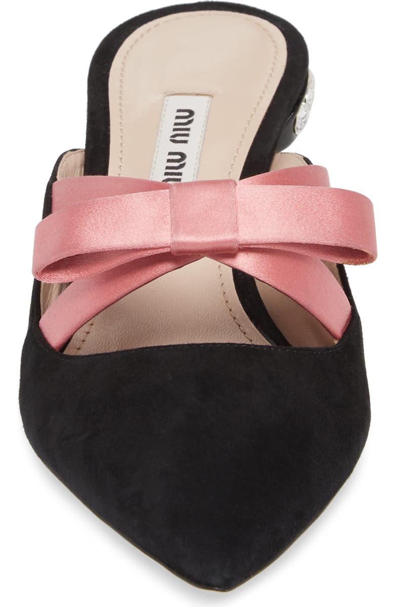 Miu Miu Bow Pointy Toe Mule, Alternate, color,