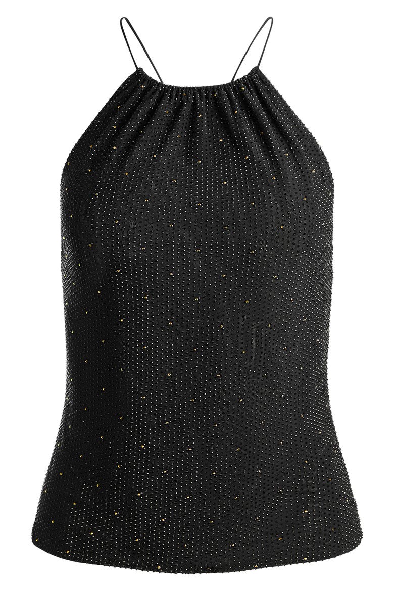 Zumi Embellished Halter Top, Alternate, color, BLACK/ GOLD