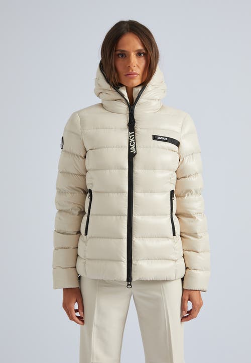 Jack1t Hooded Quilted Puffer Jacket In Stone