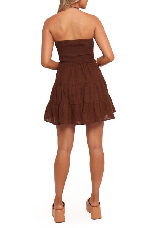 Petal And Pup Petal & Pup Rilie Floral Embroidered Halter Minidress In Brown