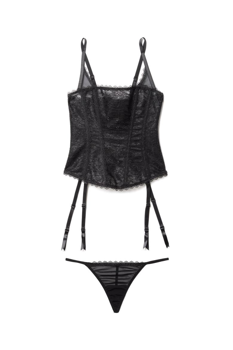 Vira Corset & G-String Set, Alternate, color, Black