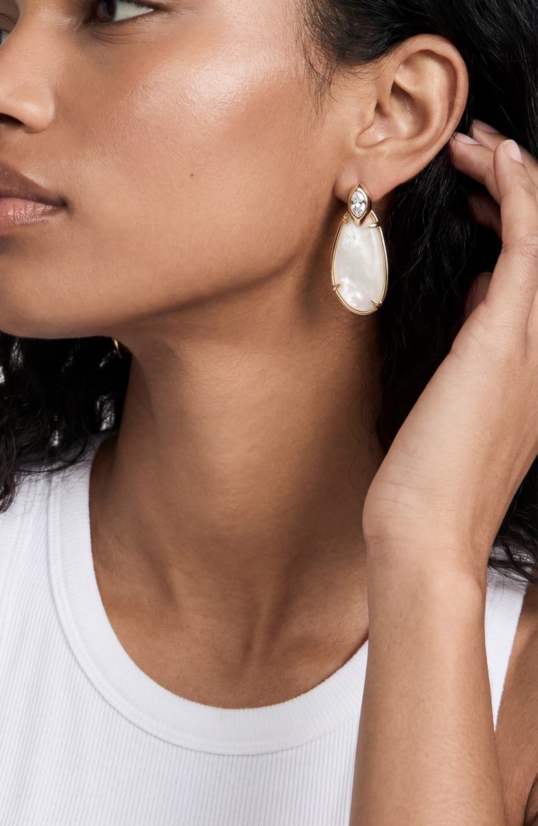 Ettika Majestic Stone Drop Earrings, Alternate, color, Bone