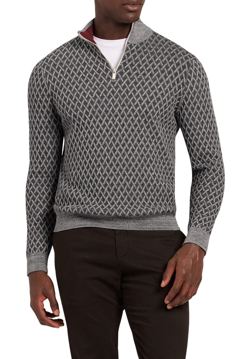 Dammon Quarter Zip Pullover, Main, color, GREY