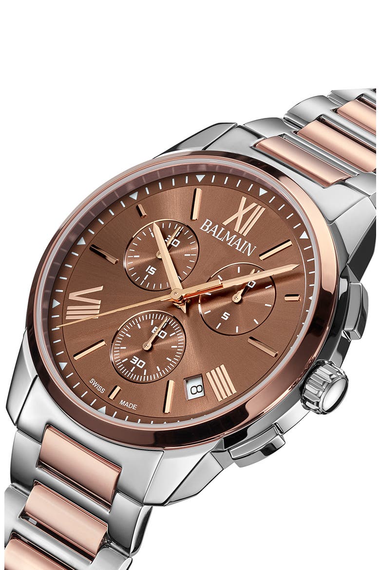 Madrigal Bracelet Chronograph Watch, 42mm, Alternate, color, STAINLESS STEEL/ ROSE GOLD