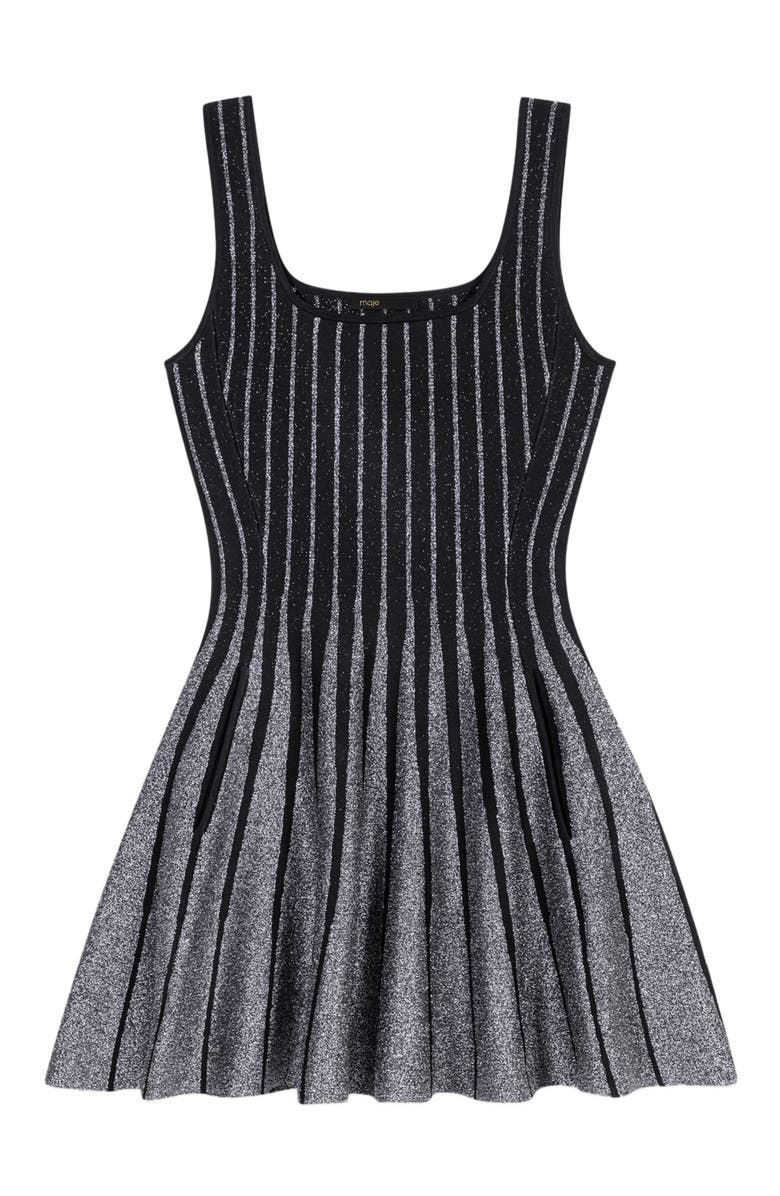 maje Short jacquard knit dress, Alternate, color, 